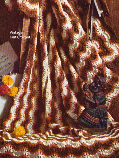 Crochet Blanket Pattern, Fan and Feathers No 742-5