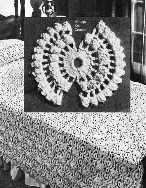 Vintage 1940s Crochet Bedspread Medallion Pattern 