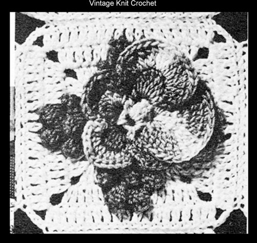 Pansy Crochet Bedspread Square Pattern Detail