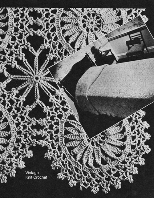 Round Crochet Medallion Pattern, Bedspreads, Vintage 1940s