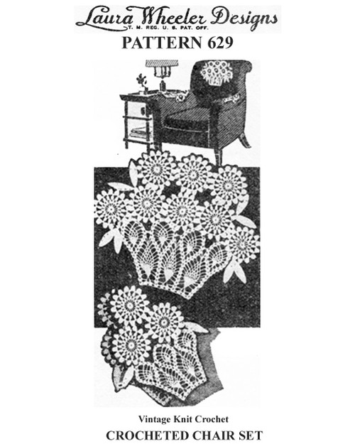 Daisy Basket Crochet Chair Doily Pattern Laura wheeler Design 629