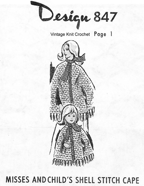 Crochet Cape Pattern, Shell Stitch, Mail Order Design 847