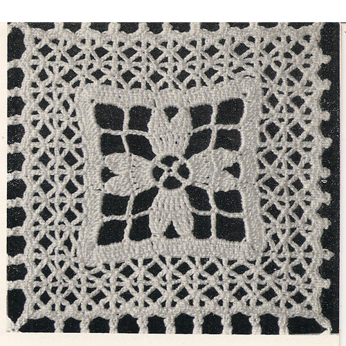 Illustration of crochet floral square pattern