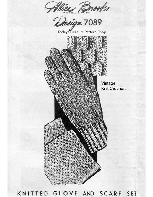 Vintage  Gloves  Knitting Pattern, Alice Brooks 7089