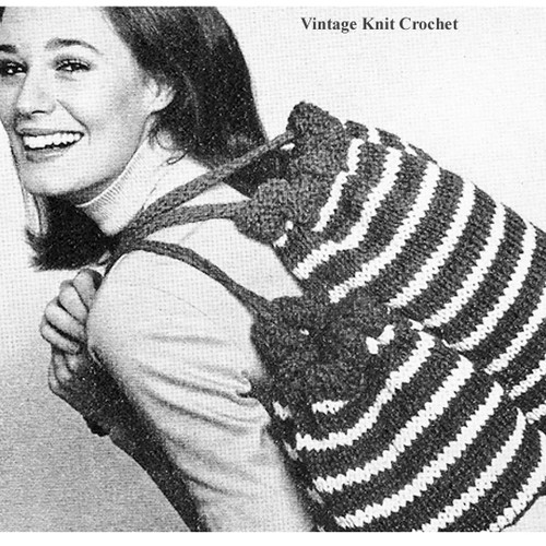 Knitted Tote Bag Pattern, Two Tone Striped