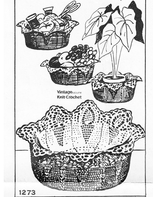 Vintage Crochet Basket Pattern, Martha Madison 1273