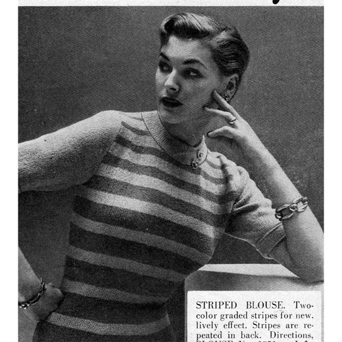 Short Sleeve Knitted Striped Blouse Pattern