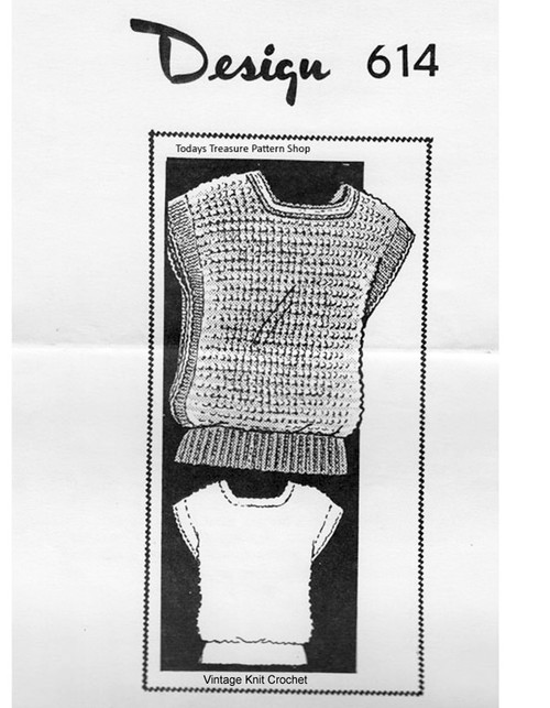 Knitted Tabbard Top Pattern, Square Neck, Maill Order 614