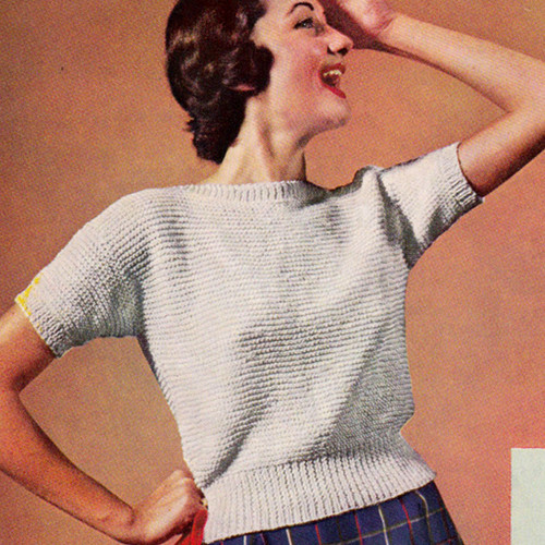 Vintage Pullover Blouse Knitting pattern with Short Sleeves