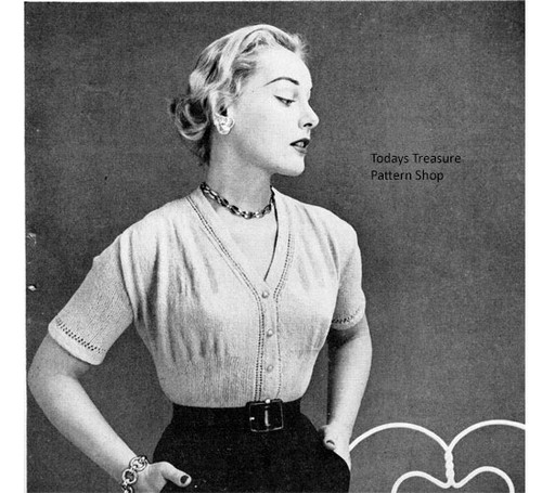 Vintage Knitting Pattern Womans Shirred Blouse