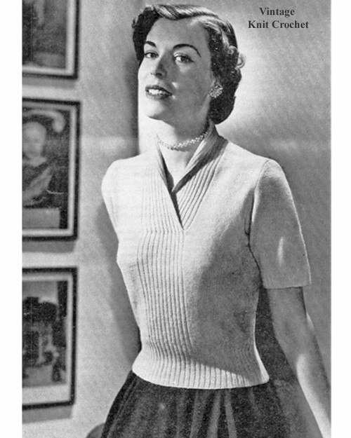 Vintage knitted short sleeve blouse pattern 
