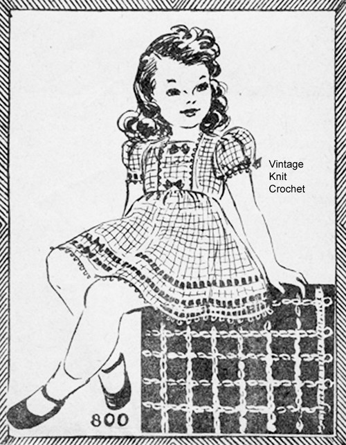 Girls Crochet Dress Pattern, Vintage 1942, Needlework Bureau 800, Mail Order