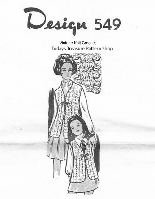 Mother Daughter Crochet Vests Pattern, Mail Order 549