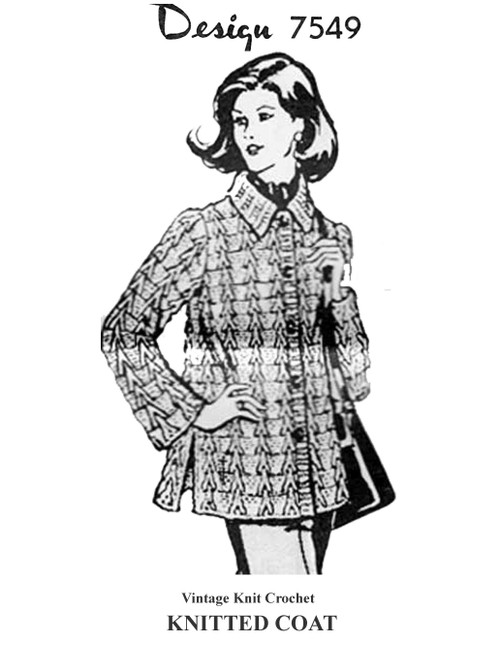 Vintage 1980s Coat Knitting Pattern, Mail Order Design 7549