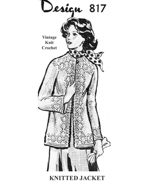 Knitted Stockinette Jacket Pattern, Mail Order Design 817
