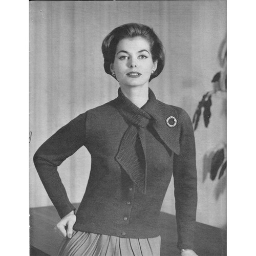Knitting pattern Cardigan with Tie Collar