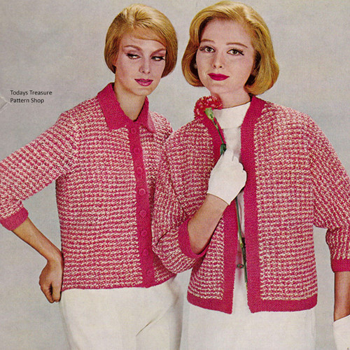 Vintage 1960s Checked Cardigan Knitting Pattern