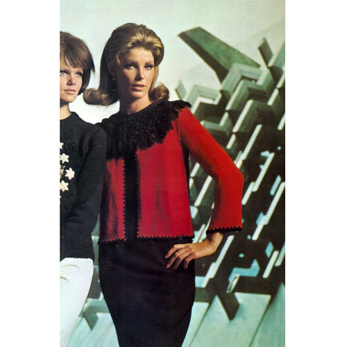 Knitted Jacket Pattern with Fringed Collar