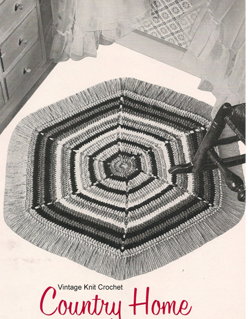 Crochet Hexagon Rug Pattern, Fringed