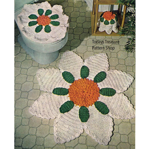 Vintage Flower Crochet Bathroom Rug Pattern