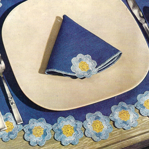 Free Flower Crochet Edging pattern, Vintage 1960s