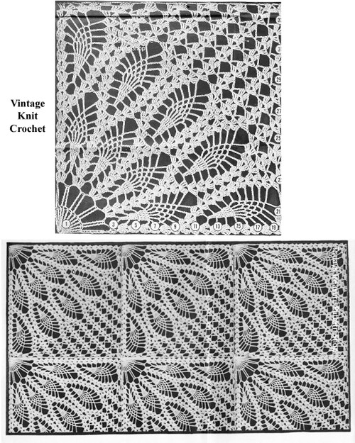 Pineapple fan crochet pattern square illustration for Design 985