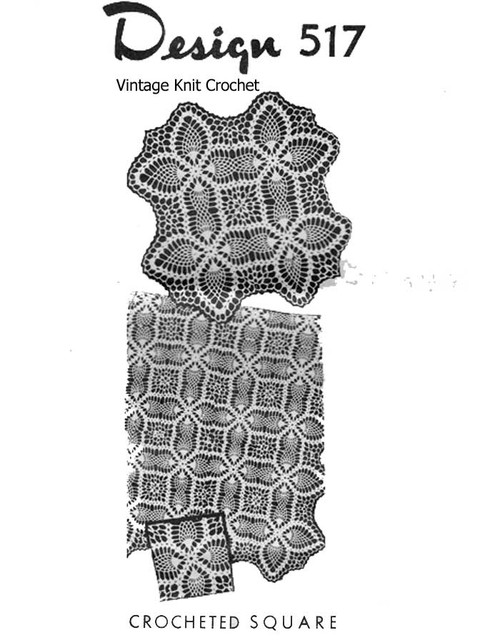 Crochet Pineapple Tablecloth Square Pattern Design 517