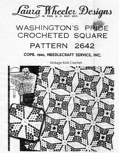 Crocheted Tablecloth Pattern, 6 inch square, Mail Order 2642