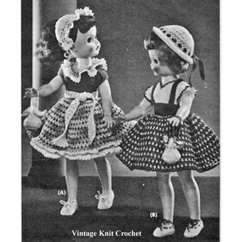 Vintage 1950s Crochet 8 Inch Doll Clothes Pattern 