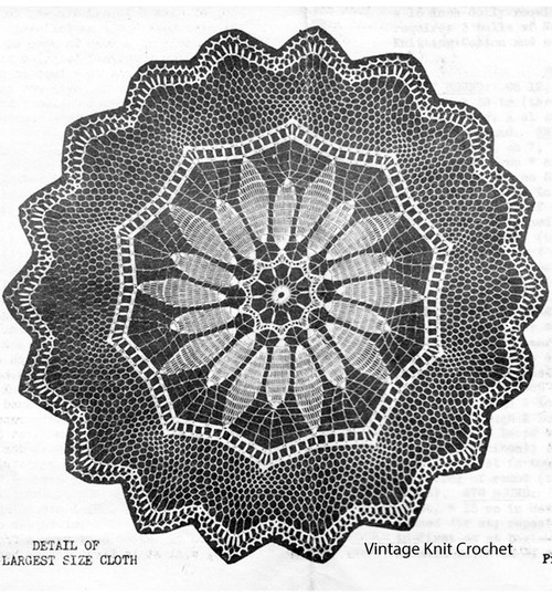 Vintage Round Crochet Tablecloth Pattern No 1837