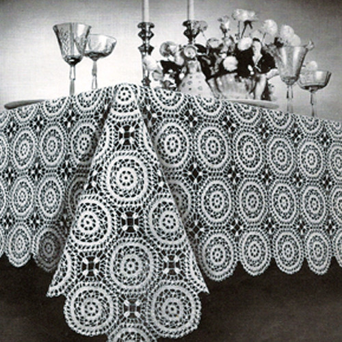 Vintage Crochet Tablecloth, Monterey