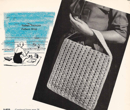 Easy Crochet Carry-All Bag Pattern, Vintage 1950s