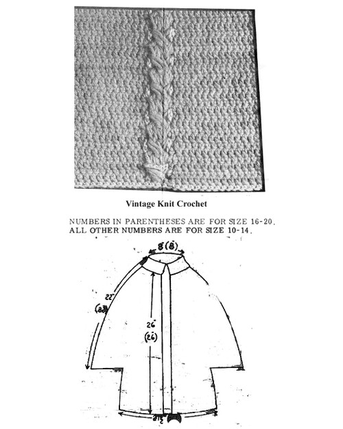 Cape Crochet pattern stitch illustration, mail order 7024