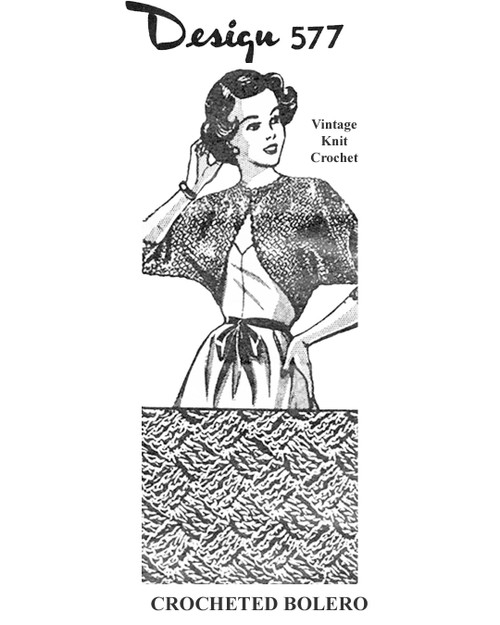 Vtg Crochet Bolero Pattern in Shell Stitch, Laura wheeler Design 577