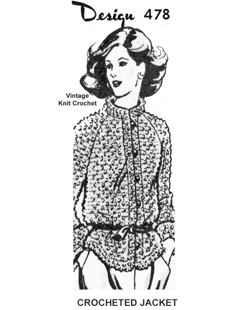 Crochet Raglan Jacket Pattern, Mail Order Design 478