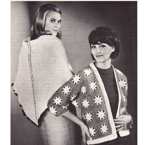 Crochet Flower Jacket & Shawl Pattern Leaflet W-884