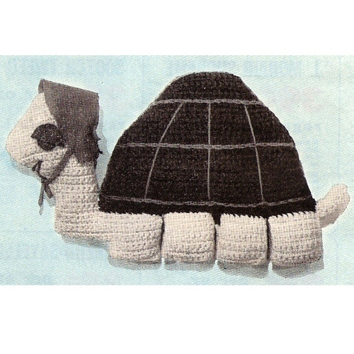 Vintage Crochet Turtle Pillow