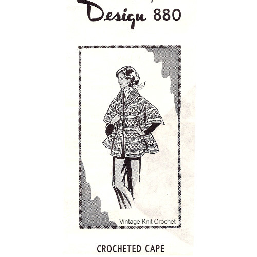 Mail Order Crochet Cape Pattern Sleeved, Laura Wheeler 880, Mail Order Design