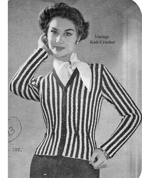 Vintage Crochet Striped Cardigan Pattern 