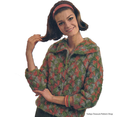 Vintage Tile Jacket Crochet pattern with Larger Collar