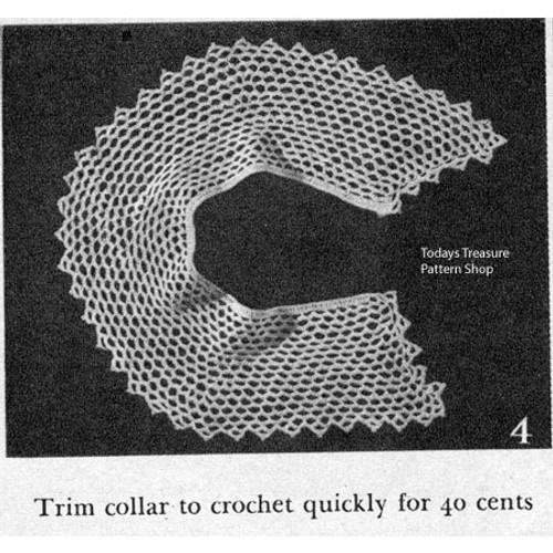 Irish Crochet Collar Pattern, Vintage 1940s