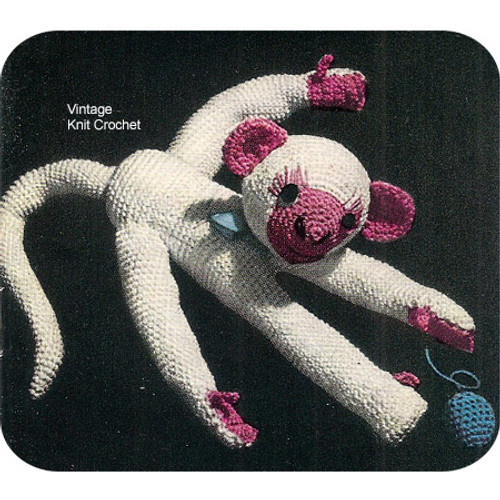 Crochet Toy Monkey Pattern, Vintage 1950s