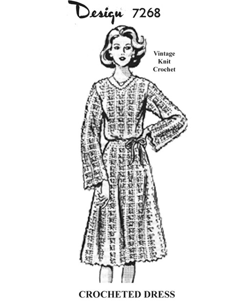 Crochet Long Sleeve Dress Pattern Mail Order Design 7268