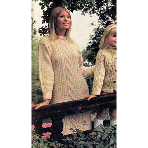 Knitted Cable Dress Pattern with Long Sleeves