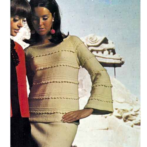 Vintage Bell Sleeved Knitted Dress Pattern