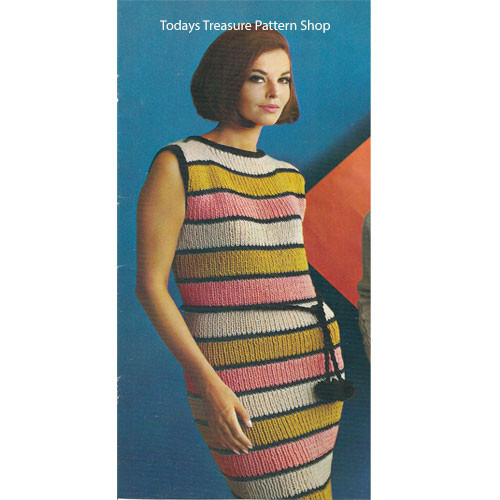 Knitting Pattern Striped Sleeveless Dress