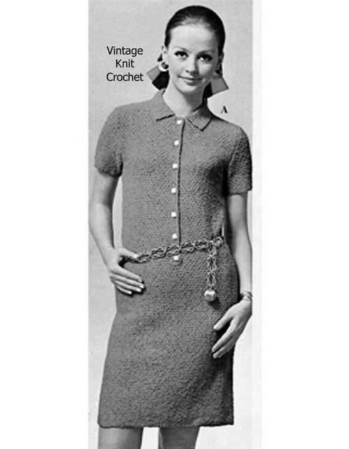 Vintage Knitted Shirtwaist Dress Pattern 