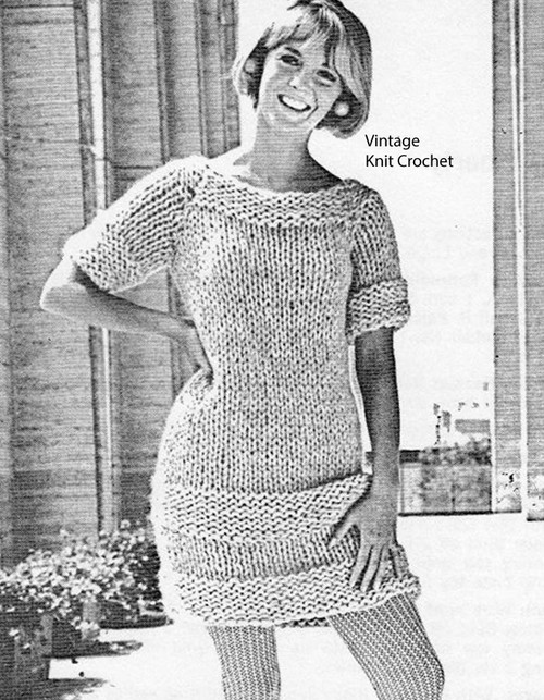Vintage 1960s knitted mini dress pattern
