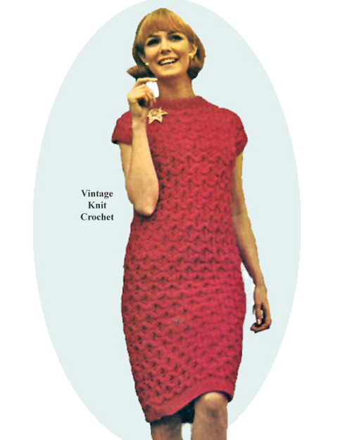 Knitted Sheath Dress Pattern, Textured Stitch