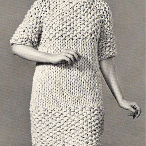 Easy Knitted Dress Pattern in Moss Stitch